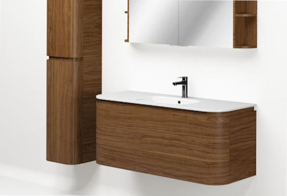 badkamermeubel afgerond donker eik